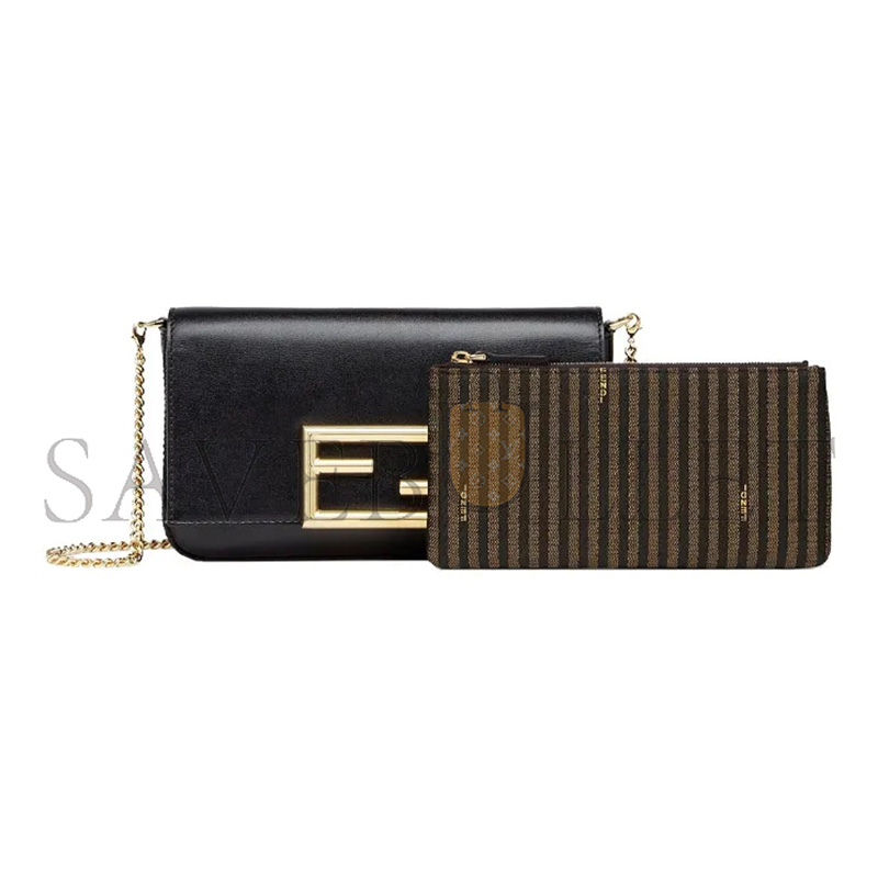 F**di vitello palmellato wallet on chain with pouches black 8bs032ahm0f0kur (22*12*4cm)